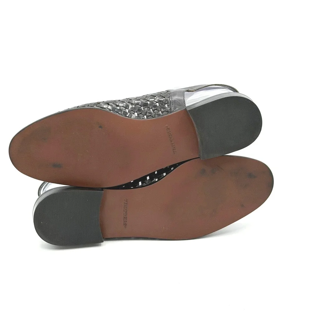 Trotters Lea Woven Leather Slingback Flats Women 10M Black Brazil Classic Office